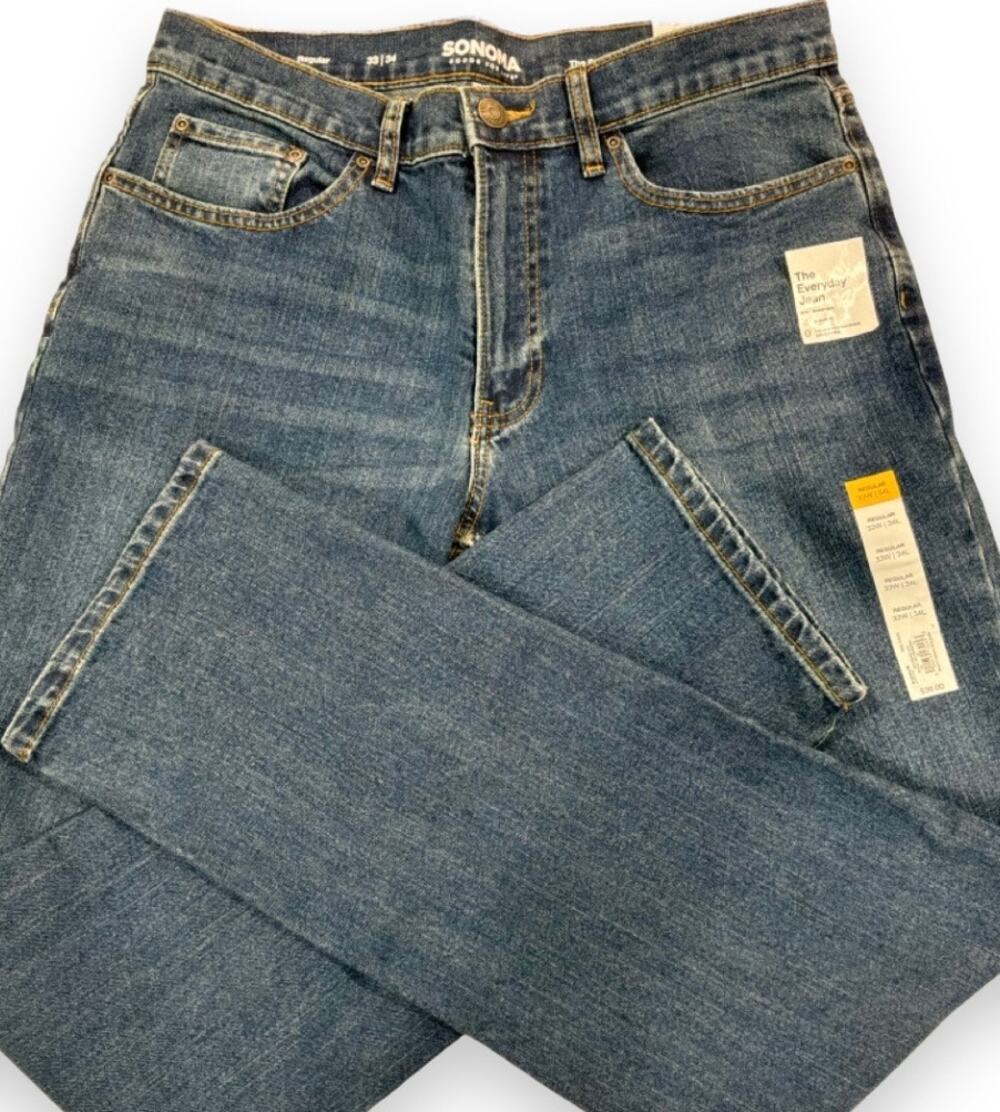 Sonoma Everyday Jeans Mens 33x34 Regular Straight NWT